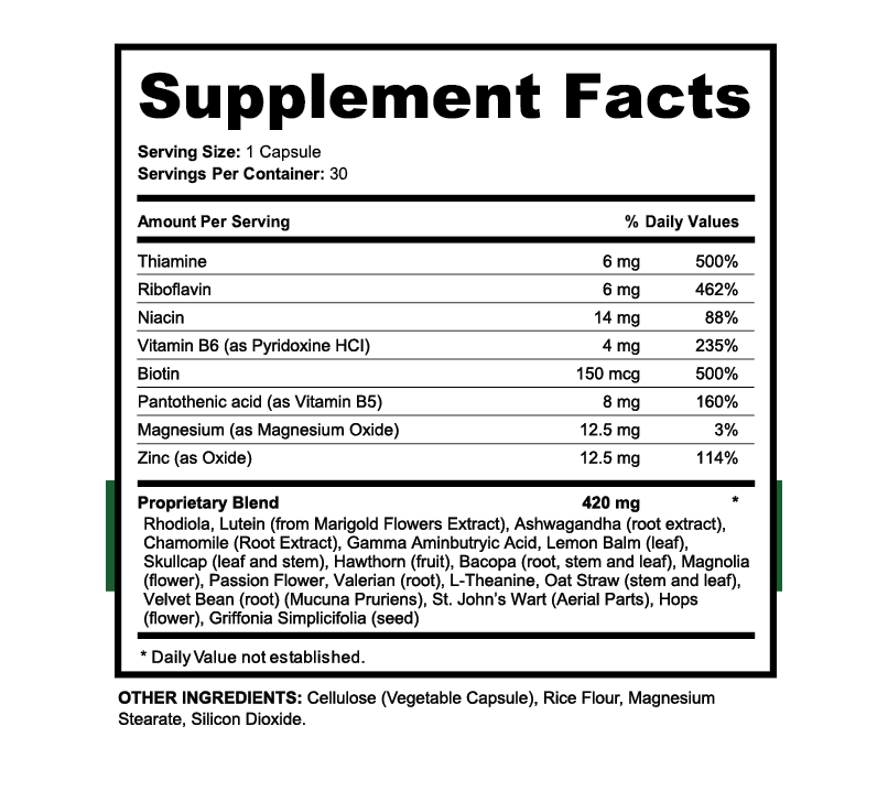 Supplement Facts for Positive Mood